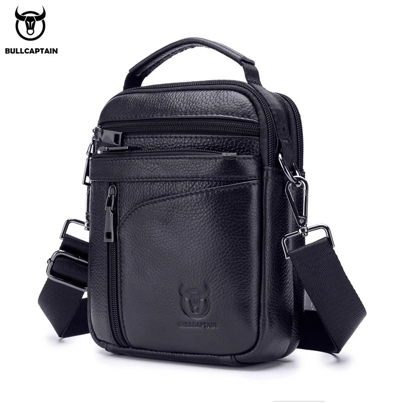 BULLCAPTAIN  New Men Bag Genuine Leather Man Brand Crossbody Shoulder Bag Small Business Bags Male Messenger Leather Bags