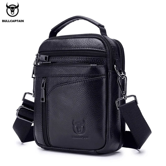 BULLCAPTAIN  New Men Bag Genuine Leather Man Brand Crossbody Shoulder Bag Small Business Bags Male Messenger Leather Bags