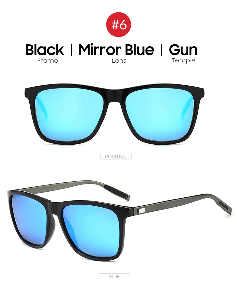 VIVIBEE Luxury Square Polarized Sunglasses Men Driving Blue Mirror Lens Classic Unisex Sun Glasses 2025 Trends Women Shades