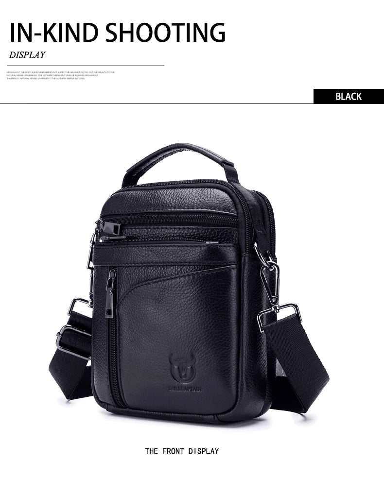 BULLCAPTAIN  New Men Bag Genuine Leather Man Brand Crossbody Shoulder Bag Small Business Bags Male Messenger Leather Bags