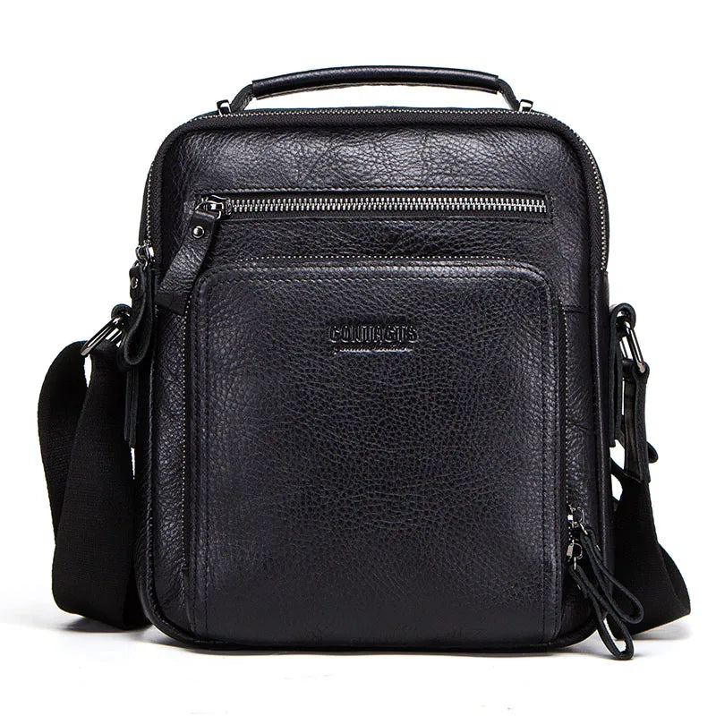 CONTACT'S Crazy Horse Leather Men's Shoulder Bag Vintage Messenger Bags Men Bolsos Male Crossbody Bags Man's Handbag Sling Bag