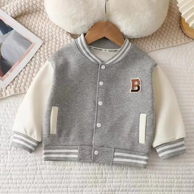 Boys Girls Baseball Coat Baby Letter Jacket Spring Autumn New Clothes Girls Fashion Casual Sports Outerwear 12M-12 Years Old