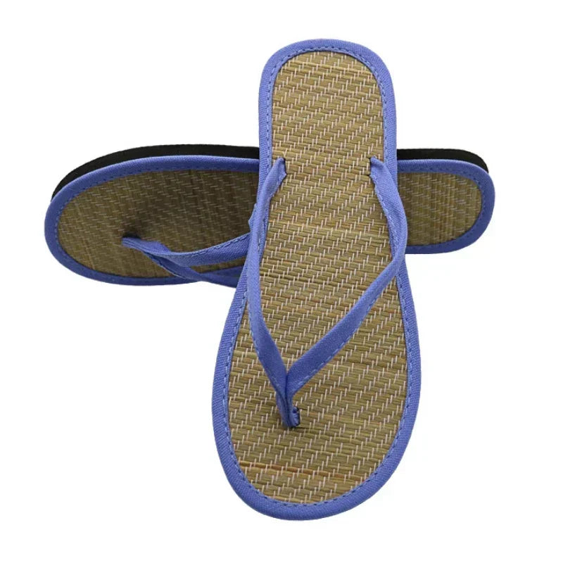 Summer Women Flat Flip-flops Slippers Comfortable Non-slip Sandals Bamboo Rattan Flip Flop Home Bathroom Fashion Slippers