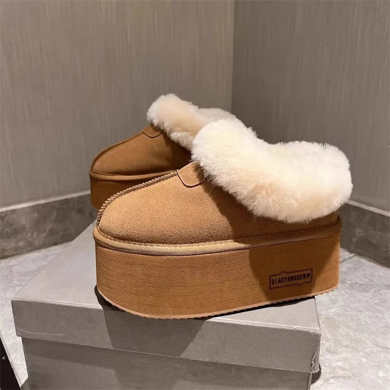 New 2025 Winter Snow Boots Women Platform High Heel Shoes Ladies Ankle Boots Designer Classic Ultra Mini Fur Warm Boot