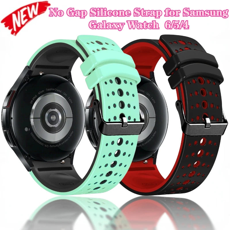 No Gap Silicone Strap for Samsung Galaxy Watch  6/5/4 44mm 40mm 6/4 Classic 47mm 46mm Breathable Band Watch 5 Pro 45mm 4 Classic