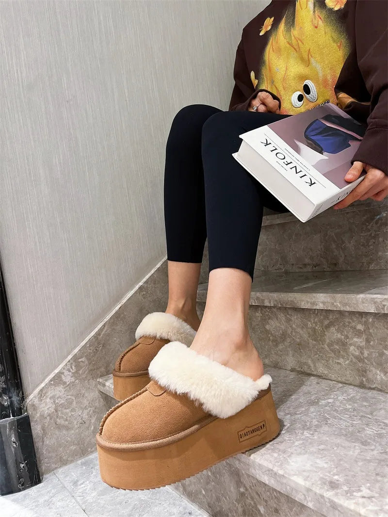 New 2025 Winter Snow Boots Women Platform High Heel Shoes Ladies Ankle Boots Designer Classic Ultra Mini Fur Warm Boot