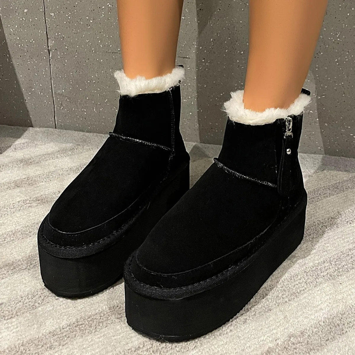 New 2025 Winter Snow Boots Women Platform High Heel Shoes Ladies Ankle Boots Designer Classic Ultra Mini Fur Warm Boot