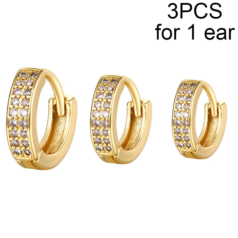 CRMYA Gold Silver Filled 16mm 14mm 12mm Flower Higgle Earring CZ Zircon Hoop Earrings For Women Girls Jewelry Wholesale