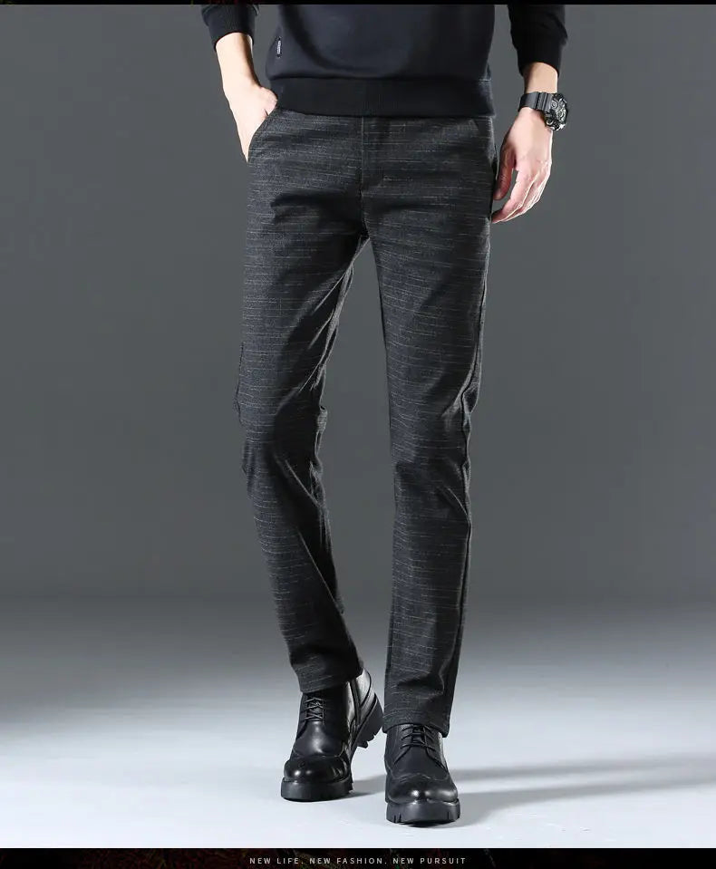 Casual Pants Men Spring Summer Trouser Business Office Men's Clothing Trends Luxury Brands Pants Buttons Solid Cargo Pants New