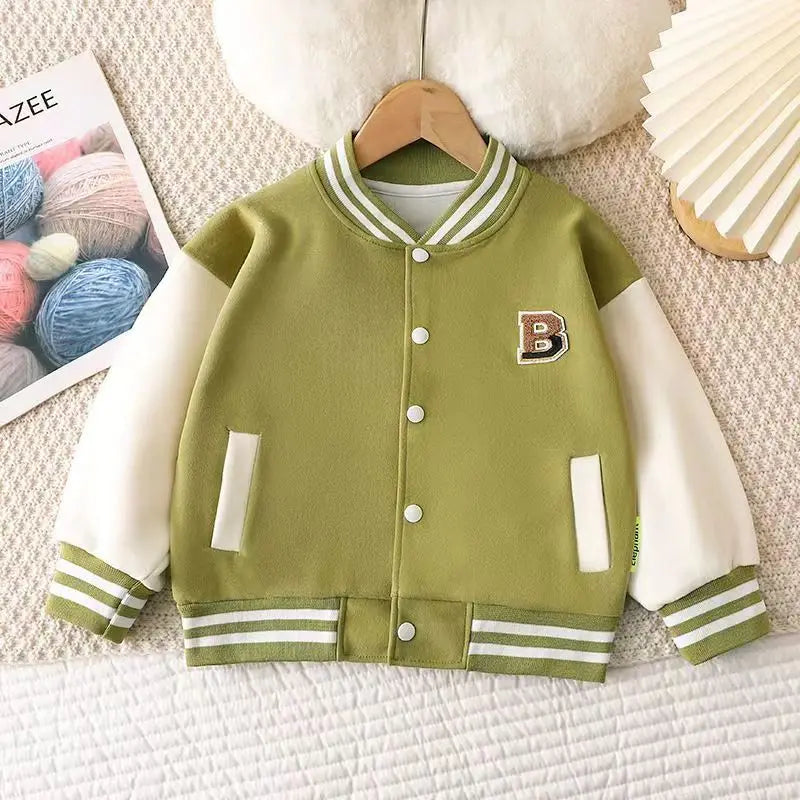 Boys Girls Baseball Coat Baby Letter Jacket Spring Autumn New Clothes Girls Fashion Casual Sports Outerwear 12M-12 Years Old