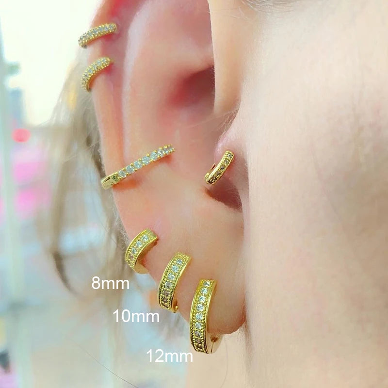 CRMYA Gold Silver Filled 16mm 14mm 12mm Flower Higgle Earring CZ Zircon Hoop Earrings For Women Girls Jewelry Wholesale