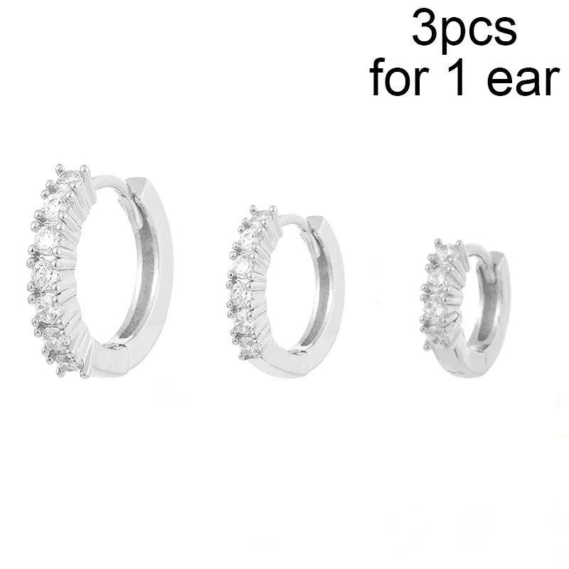 CRMYA Gold Silver Filled 16mm 14mm 12mm Flower Higgle Earring CZ Zircon Hoop Earrings For Women Girls Jewelry Wholesale