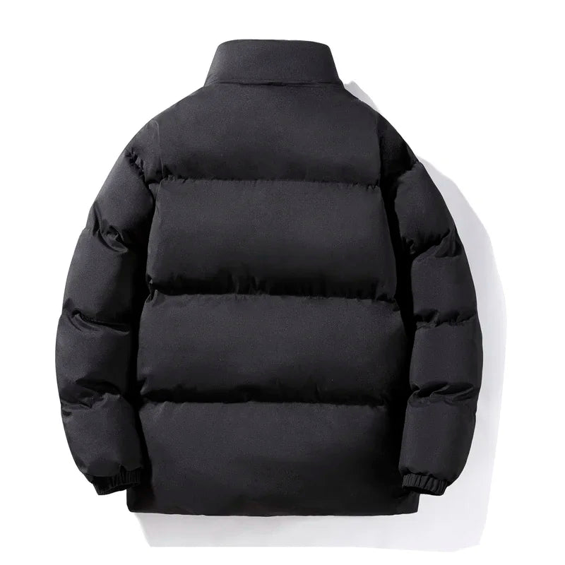 Patchwork Thicken Puffer Jacket Men New Winter Parka Down Coat Korean Fashion Mens High Street Stand Collar Cotton-Padded Jacket