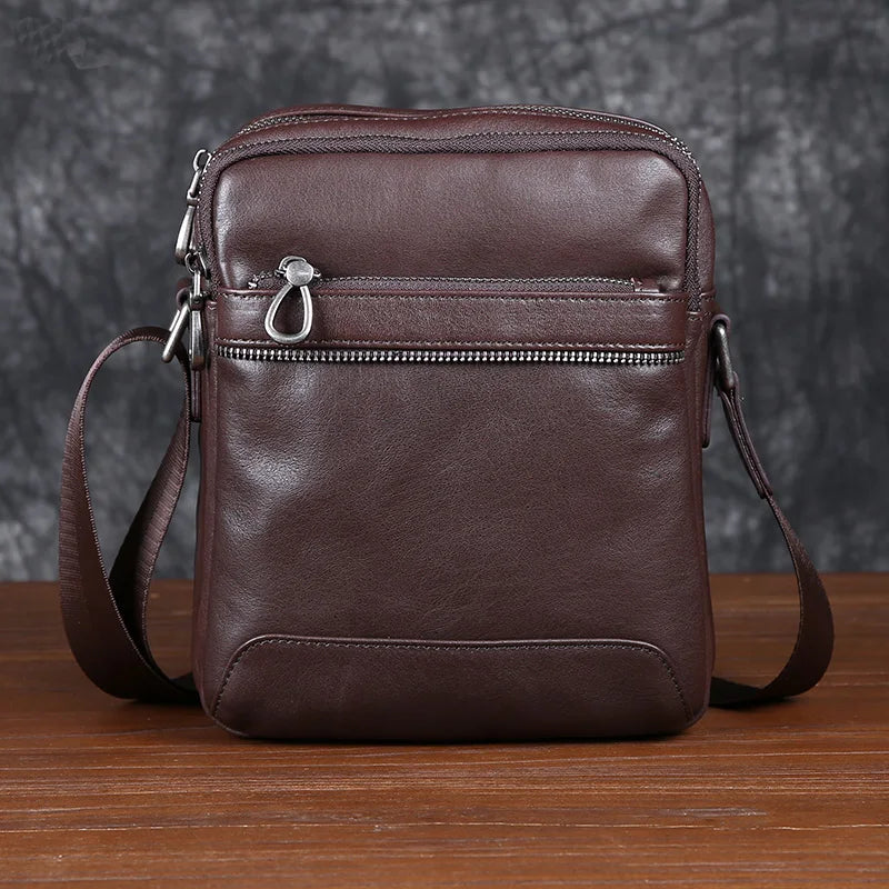 Men's Vintage Leather Shoulder Bun Layer Cowhide Crossbody Bag Casual Fashion Trend Men's Bag