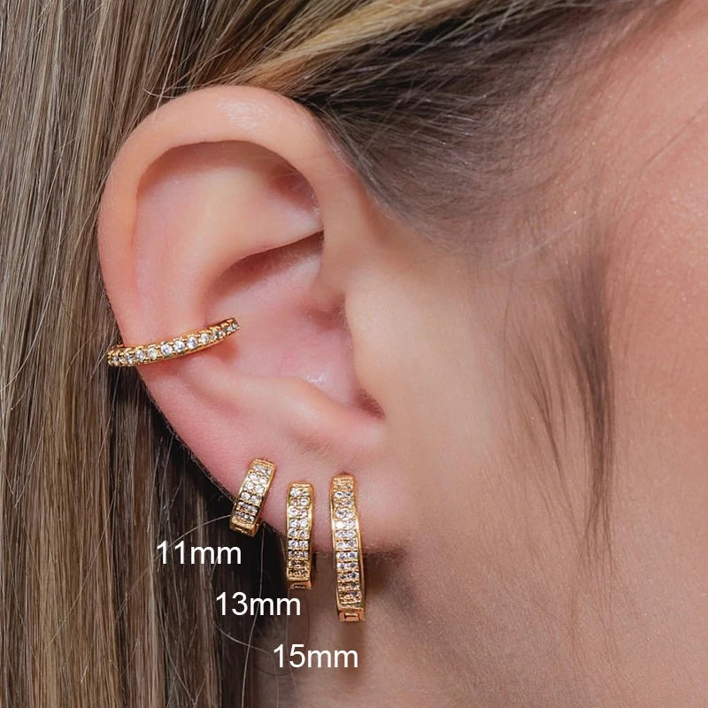 CRMYA Gold Silver Filled 16mm 14mm 12mm Flower Higgle Earring CZ Zircon Hoop Earrings For Women Girls Jewelry Wholesale