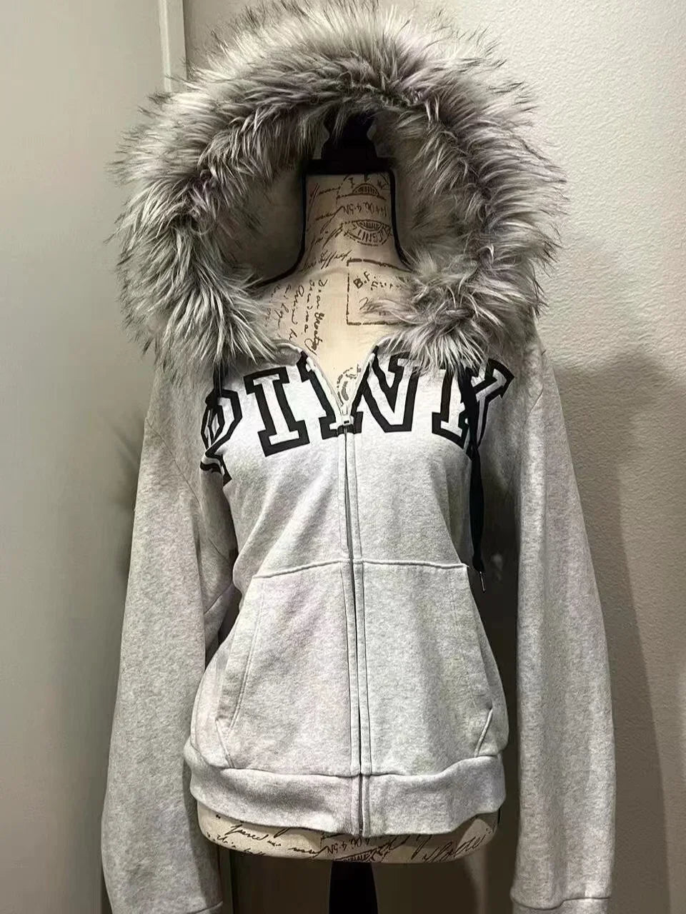 High Street fashion Winter hoodie women Korean fashion street solid color zipper sweatshirt loose casual fur collar warm hoodie