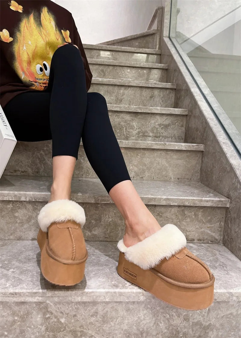 New 2025 Winter Snow Boots Women Platform High Heel Shoes Ladies Ankle Boots Designer Classic Ultra Mini Fur Warm Boot