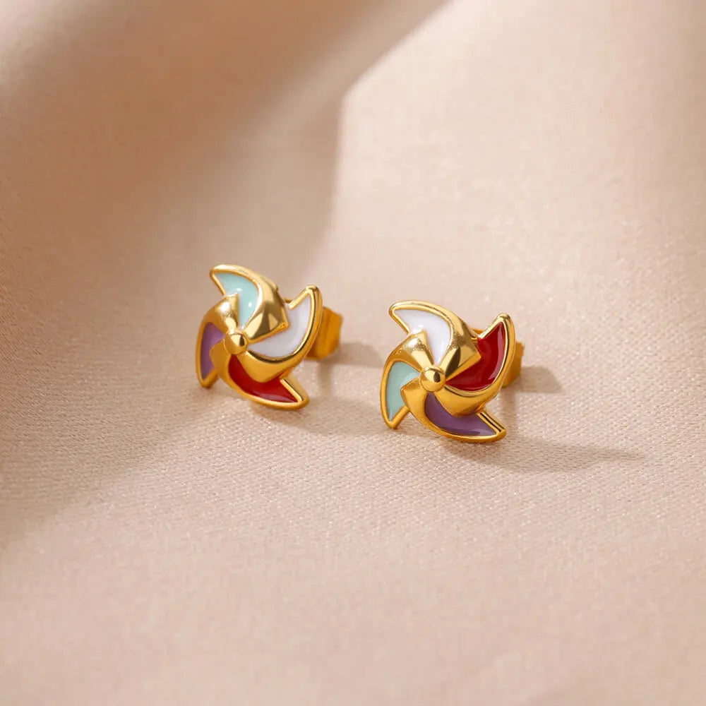 Tiny Colorful Enamel Starfish Stainless Steel Earrings for Women Trendy Gold Color Stud Earring Waterproof Vacation Jewelry Gift