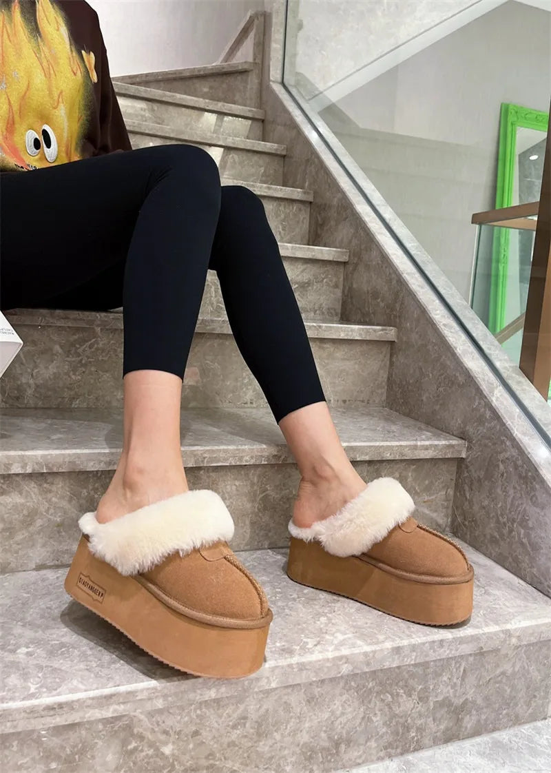 New 2025 Winter Snow Boots Women Platform High Heel Shoes Ladies Ankle Boots Designer Classic Ultra Mini Fur Warm Boot