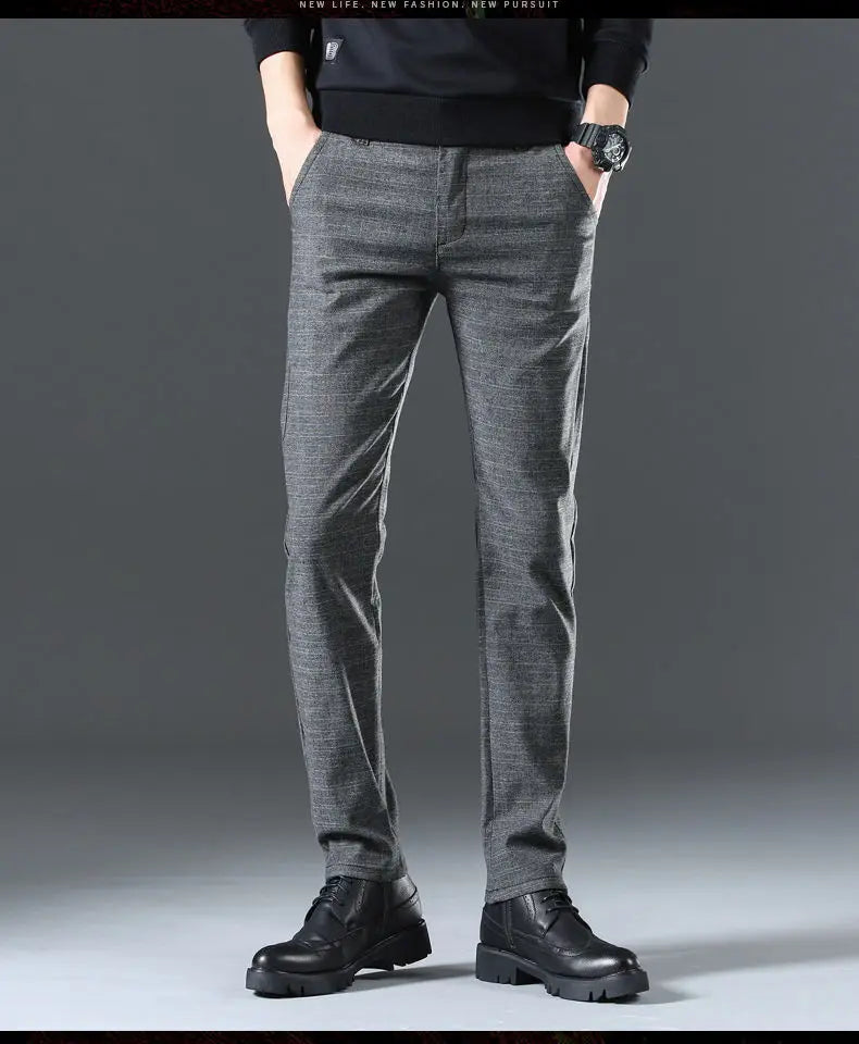 Casual Pants Men Spring Summer Trouser Business Office Men's Clothing Trends Luxury Brands Pants Buttons Solid Cargo Pants New