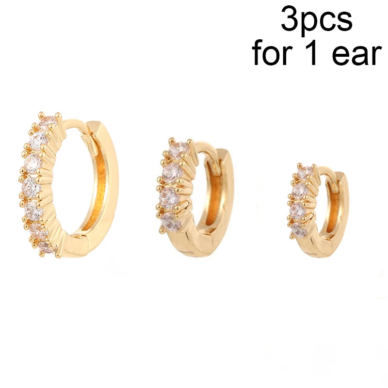 CRMYA Gold Silver Filled 16mm 14mm 12mm Flower Higgle Earring CZ Zircon Hoop Earrings For Women Girls Jewelry Wholesale