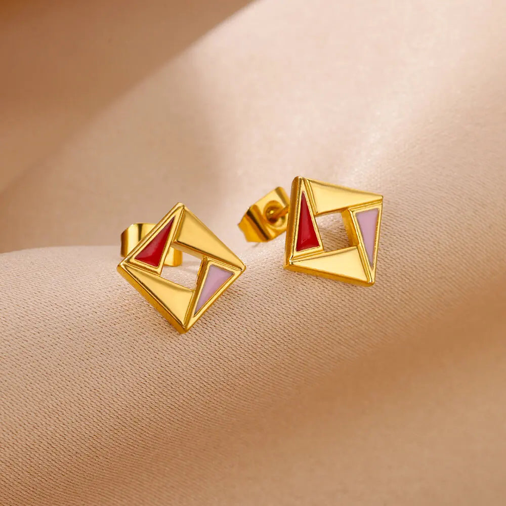 Tiny Colorful Enamel Starfish Stainless Steel Earrings for Women Trendy Gold Color Stud Earring Waterproof Vacation Jewelry Gift