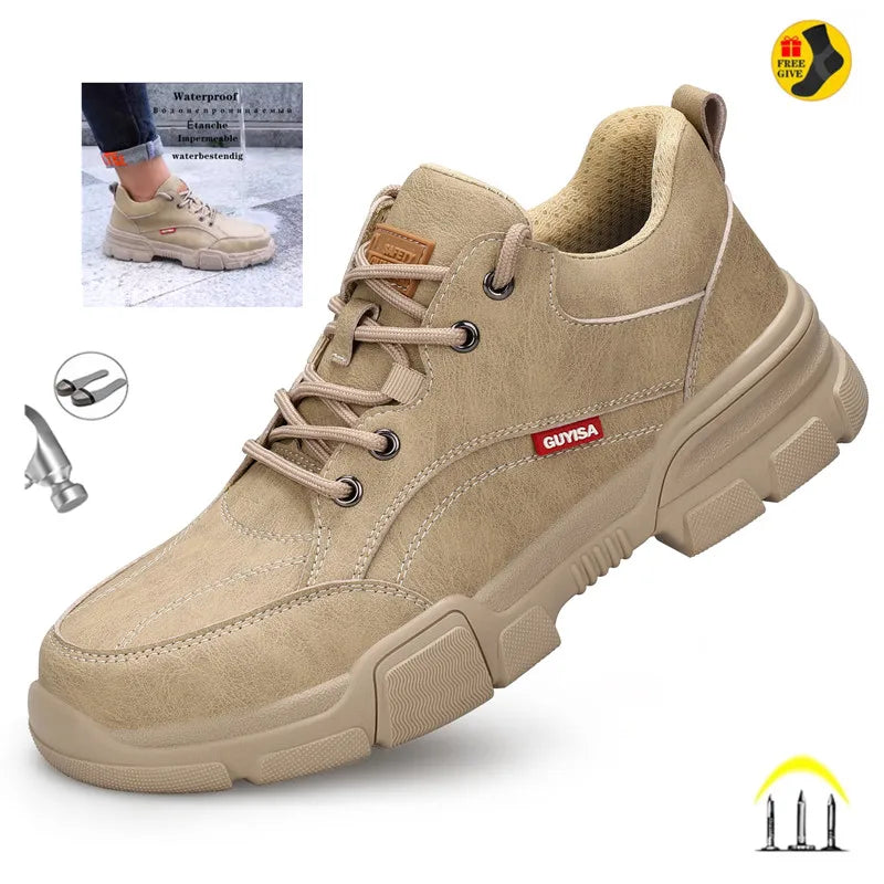 Summer Steel Toe Work Shoes For Men Lightweight Male Indestructible Construction Welding Shoes Waterproof Puncture Proof Boots