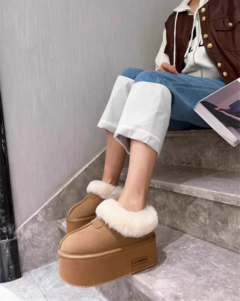 New 2025 Winter Snow Boots Women Platform High Heel Shoes Ladies Ankle Boots Designer Classic Ultra Mini Fur Warm Boot