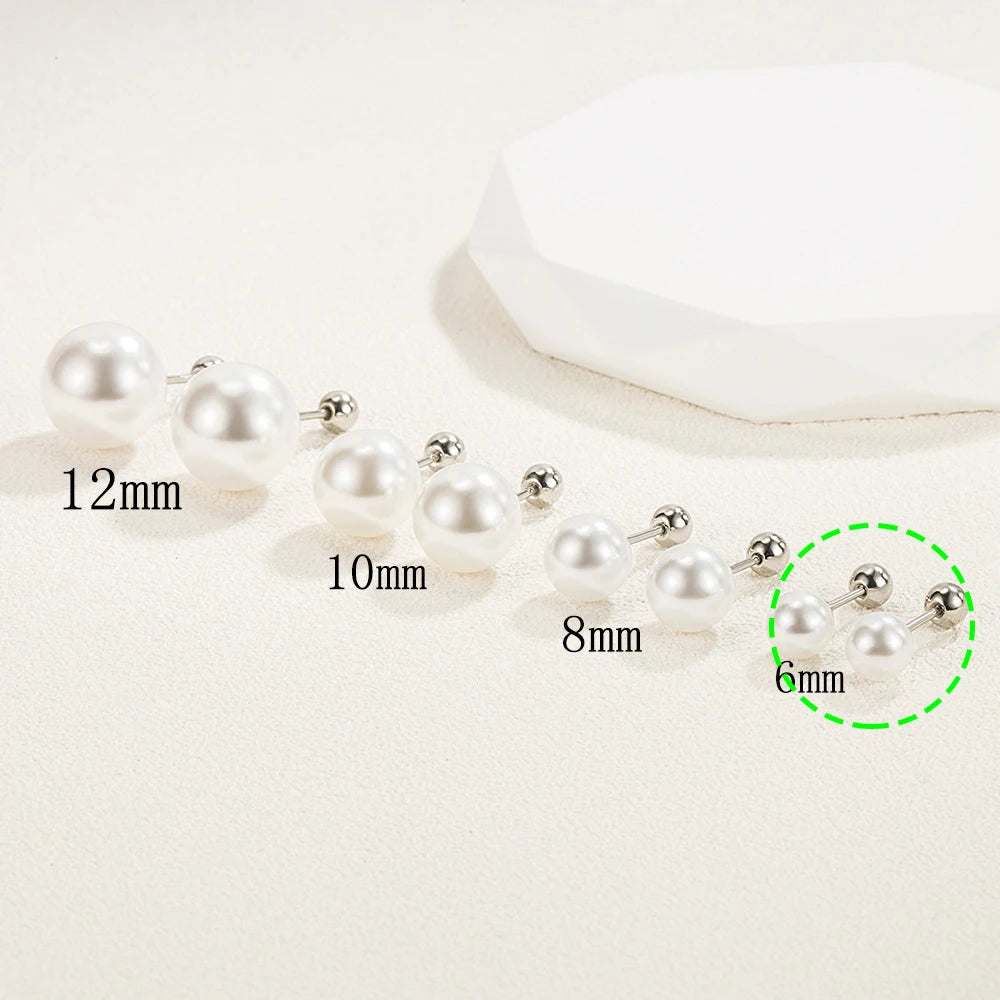 Real 925 Sterling Silver Women's High Quality Fashion Jewelry Pearl Stud Earrings New XY0294