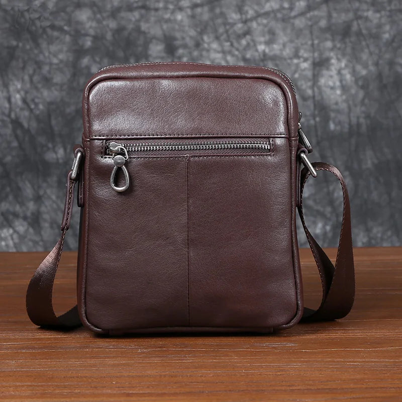 Men's Vintage Leather Shoulder Bun Layer Cowhide Crossbody Bag Casual Fashion Trend Men's Bag