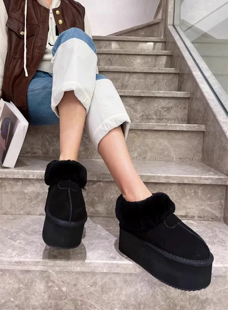 New 2025 Winter Snow Boots Women Platform High Heel Shoes Ladies Ankle Boots Designer Classic Ultra Mini Fur Warm Boot