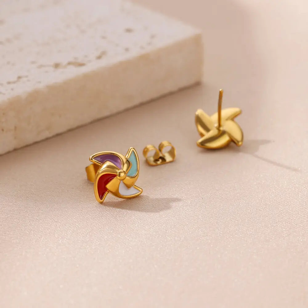 Tiny Colorful Enamel Starfish Stainless Steel Earrings for Women Trendy Gold Color Stud Earring Waterproof Vacation Jewelry Gift