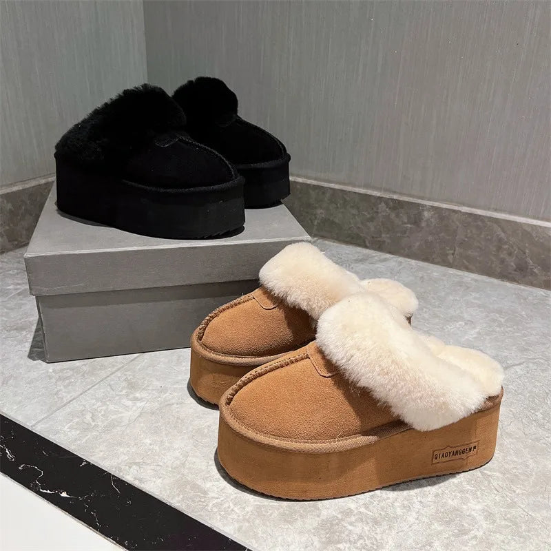 New 2025 Winter Snow Boots Women Platform High Heel Shoes Ladies Ankle Boots Designer Classic Ultra Mini Fur Warm Boot