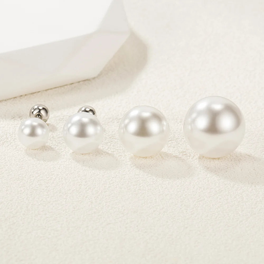 Real 925 Sterling Silver Women's High Quality Fashion Jewelry Pearl Stud Earrings New XY0294