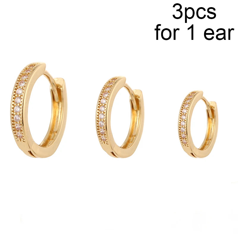 CRMYA Gold Silver Filled 16mm 14mm 12mm Flower Higgle Earring CZ Zircon Hoop Earrings For Women Girls Jewelry Wholesale