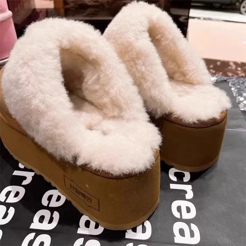 New 2025 Winter Snow Boots Women Platform High Heel Shoes Ladies Ankle Boots Designer Classic Ultra Mini Fur Warm Boot