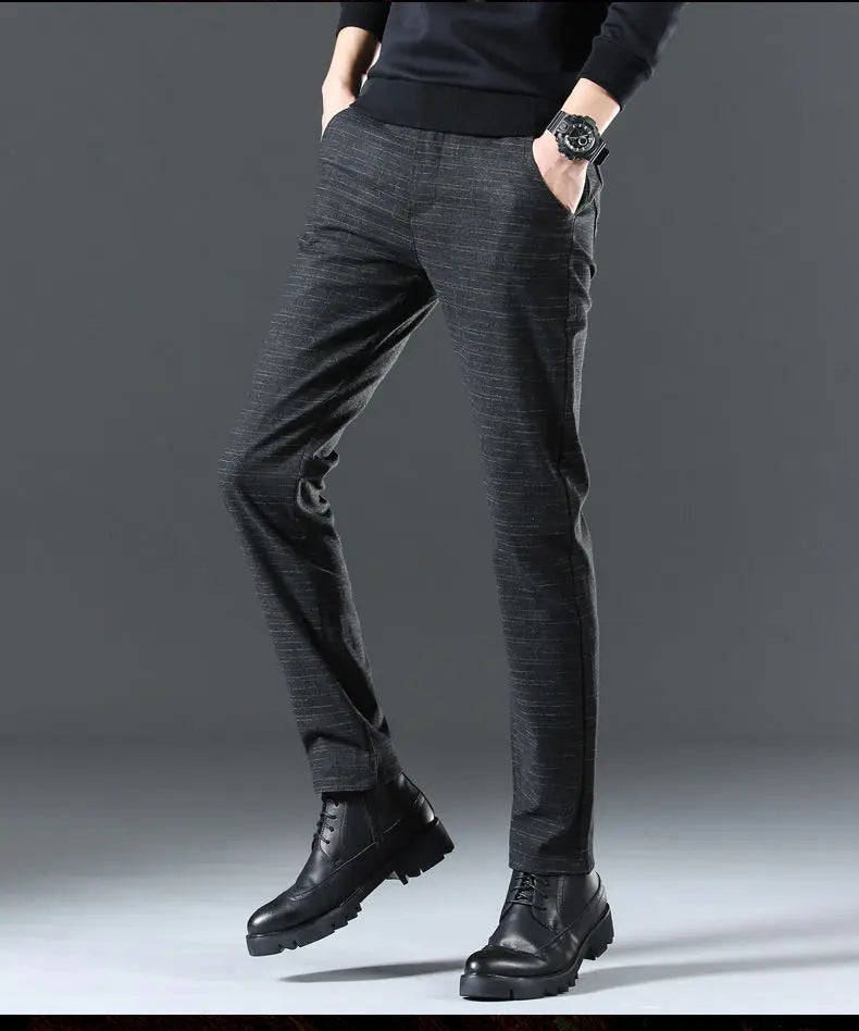 Casual Pants Men Spring Summer Trouser Business Office Men's Clothing Trends Luxury Brands Pants Buttons Solid Cargo Pants New