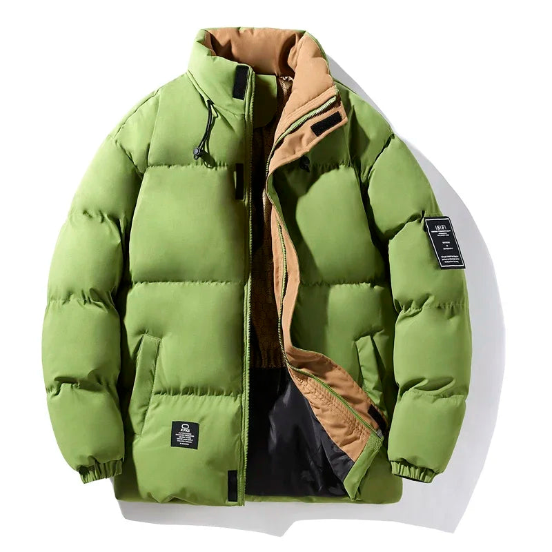 Patchwork Thicken Puffer Jacket Men New Winter Parka Down Coat Korean Fashion Mens High Street Stand Collar Cotton-Padded Jacket