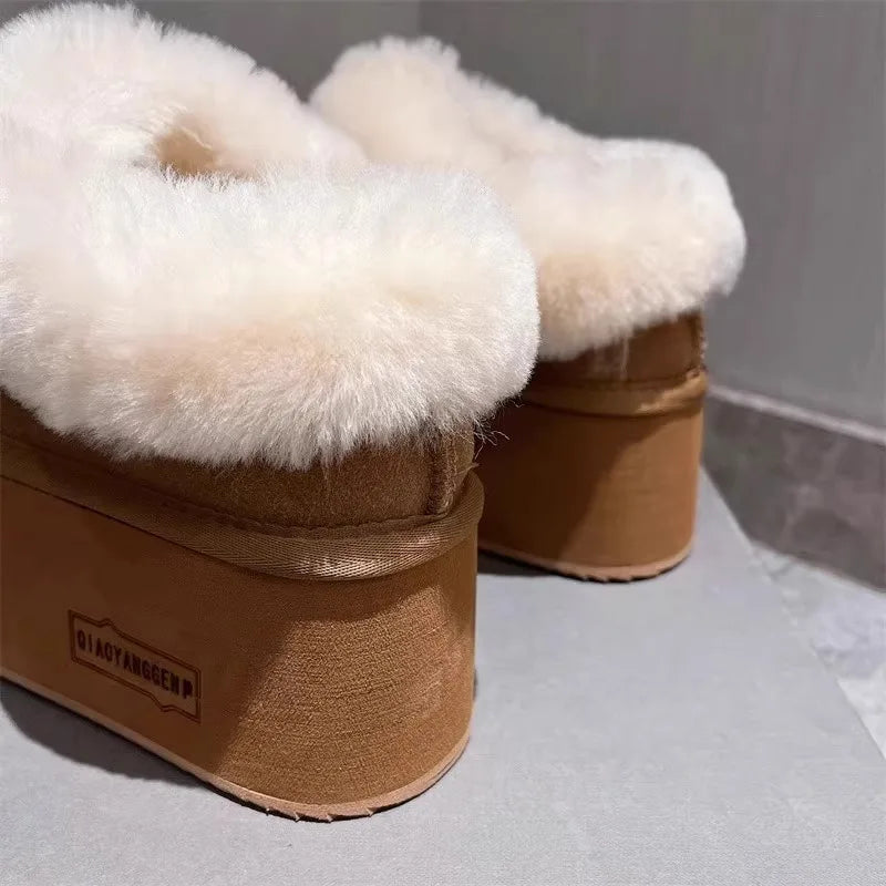 New 2025 Winter Snow Boots Women Platform High Heel Shoes Ladies Ankle Boots Designer Classic Ultra Mini Fur Warm Boot