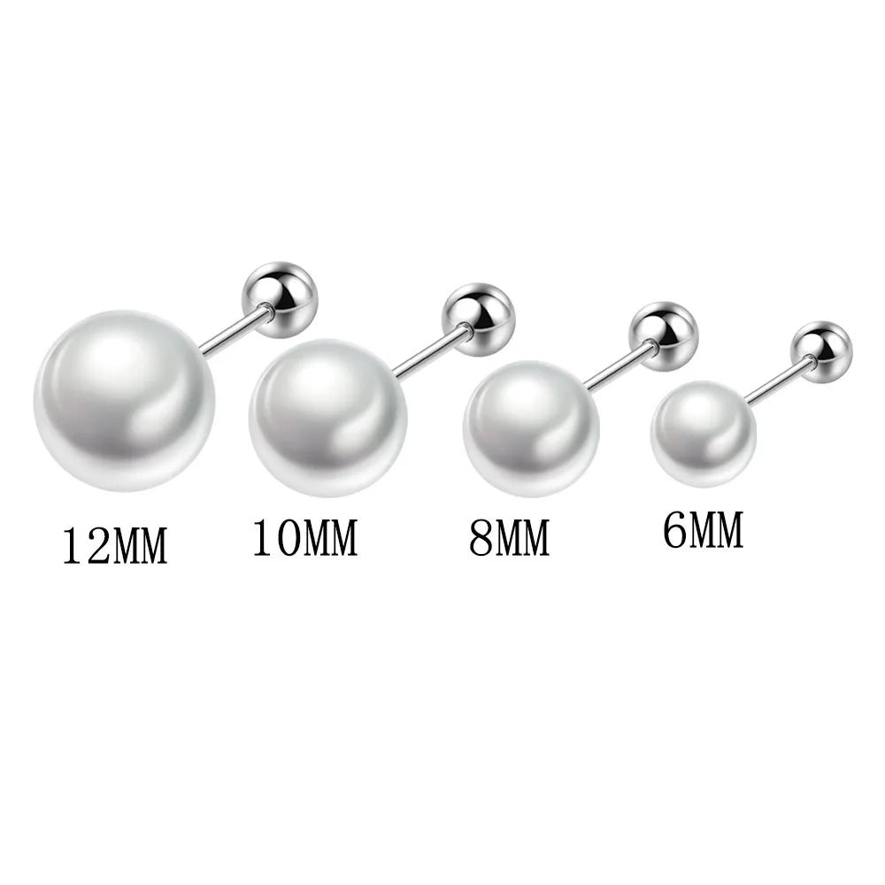 Real 925 Sterling Silver Women's High Quality Fashion Jewelry Pearl Stud Earrings New XY0294