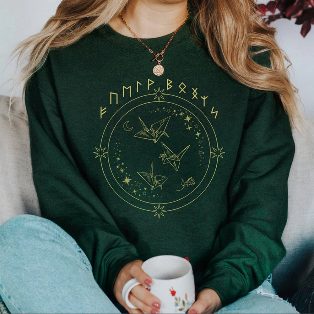 Runes Sweatshirt Dramione Sweater Fanfic Lover Gift Draco Fanfic Pullover Paper Crane Manacled Graphic Sweatshirts Bookish Tops