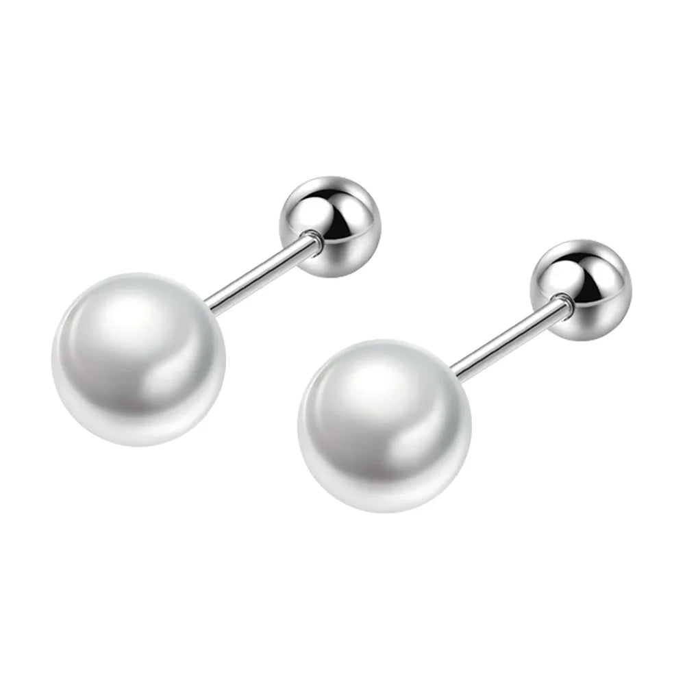 Real 925 Sterling Silver Women's High Quality Fashion Jewelry Pearl Stud Earrings New XY0294