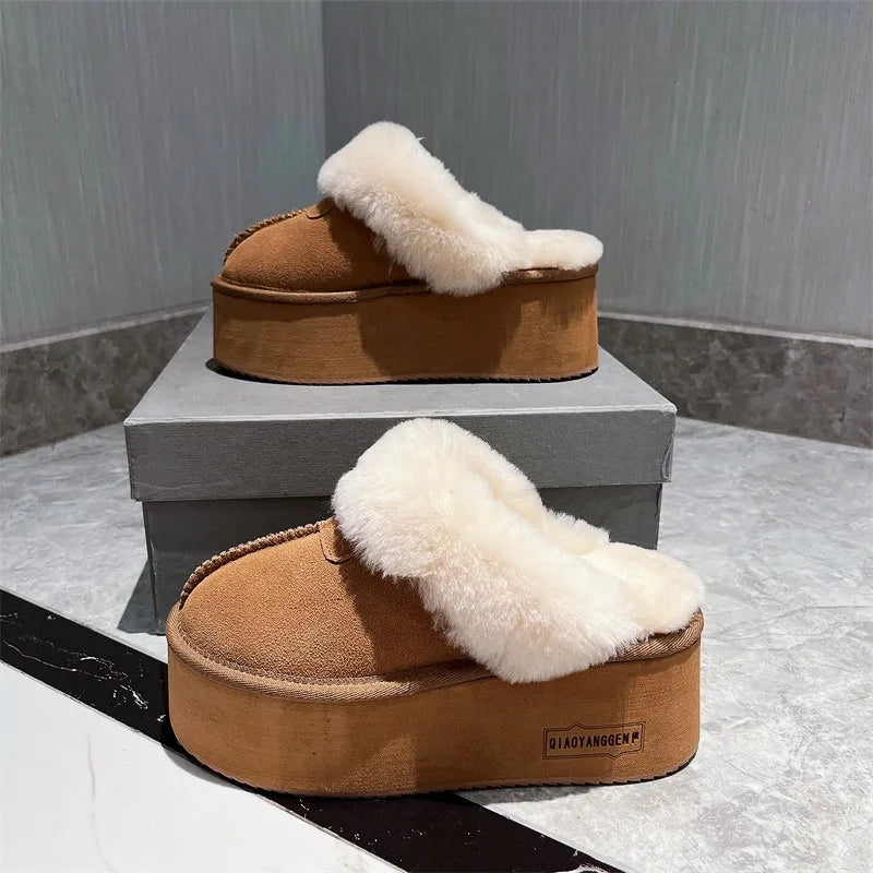 New 2025 Winter Snow Boots Women Platform High Heel Shoes Ladies Ankle Boots Designer Classic Ultra Mini Fur Warm Boot