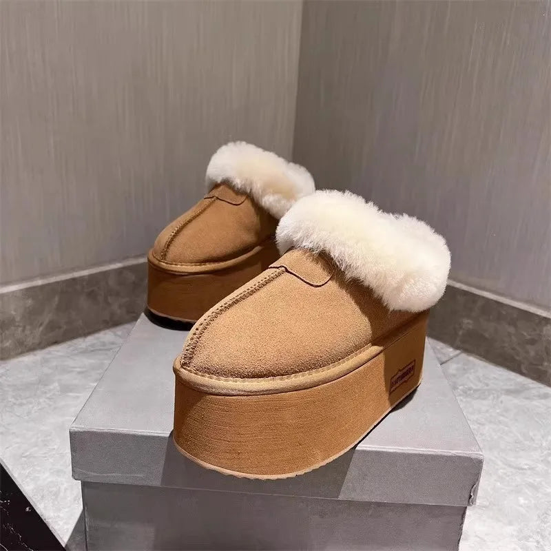 New 2025 Winter Snow Boots Women Platform High Heel Shoes Ladies Ankle Boots Designer Classic Ultra Mini Fur Warm Boot