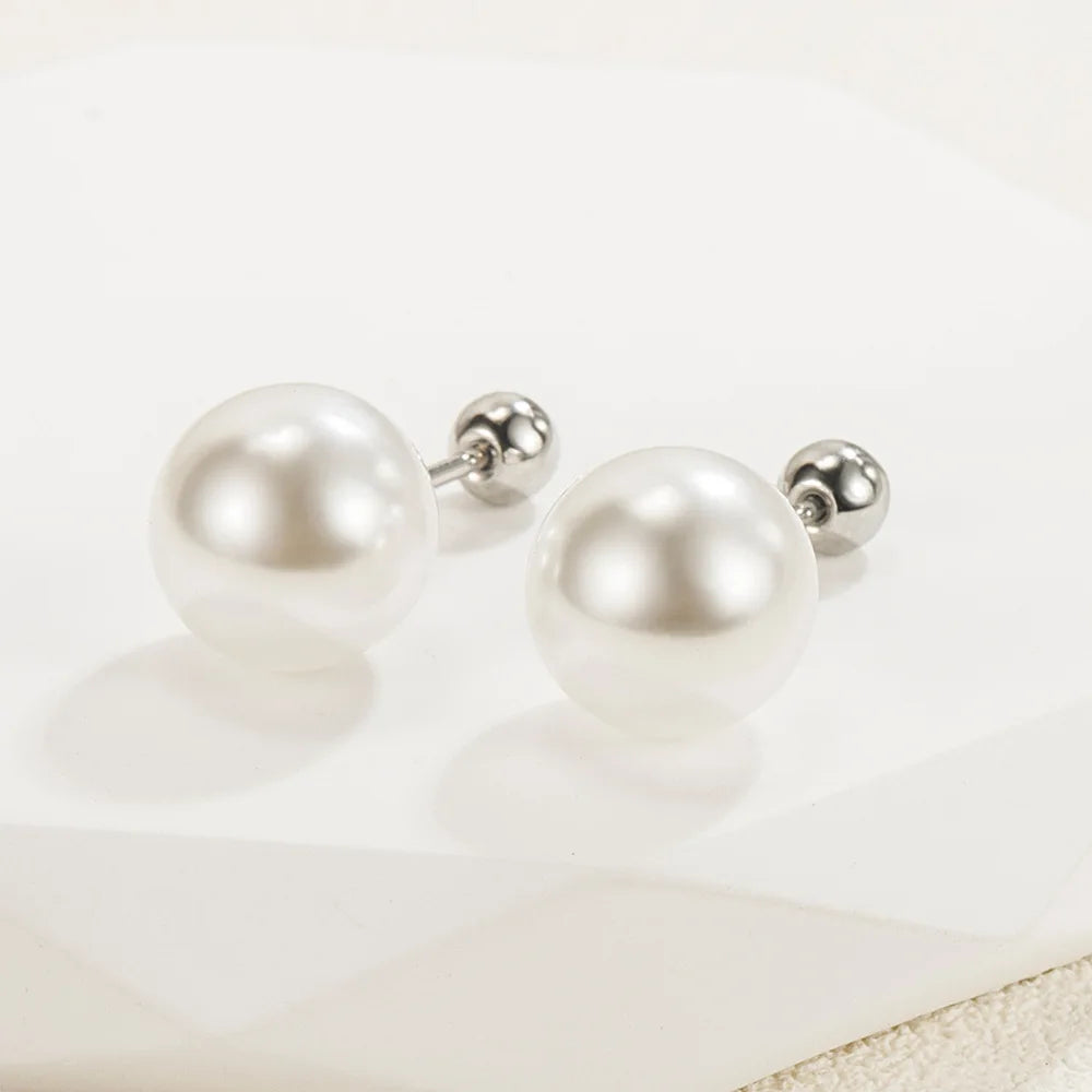 Real 925 Sterling Silver Women's High Quality Fashion Jewelry Pearl Stud Earrings New XY0294