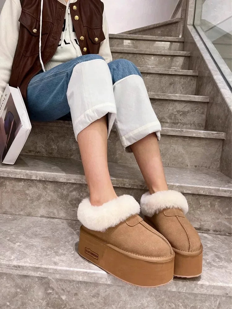 New 2025 Winter Snow Boots Women Platform High Heel Shoes Ladies Ankle Boots Designer Classic Ultra Mini Fur Warm Boot