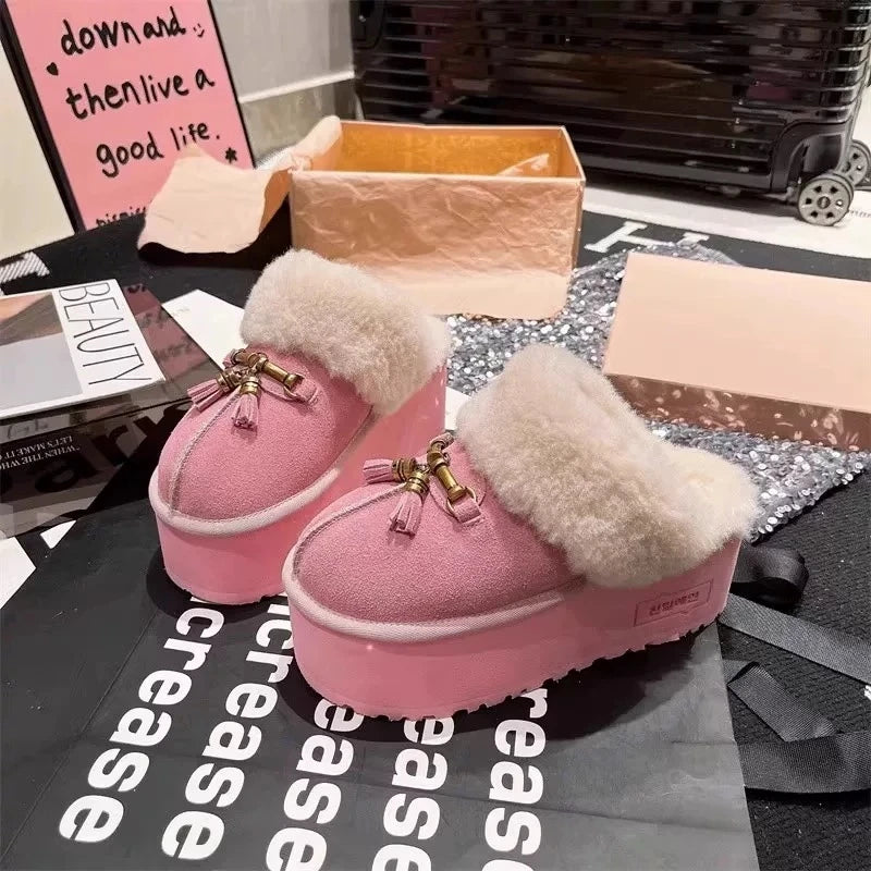 New 2025 Winter Snow Boots Women Platform High Heel Shoes Ladies Ankle Boots Designer Classic Ultra Mini Fur Warm Boot