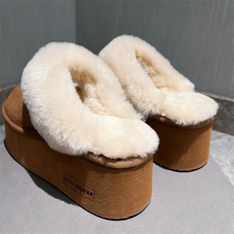 New 2025 Winter Snow Boots Women Platform High Heel Shoes Ladies Ankle Boots Designer Classic Ultra Mini Fur Warm Boot