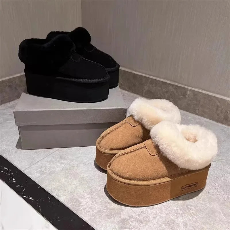 New 2025 Winter Snow Boots Women Platform High Heel Shoes Ladies Ankle Boots Designer Classic Ultra Mini Fur Warm Boot