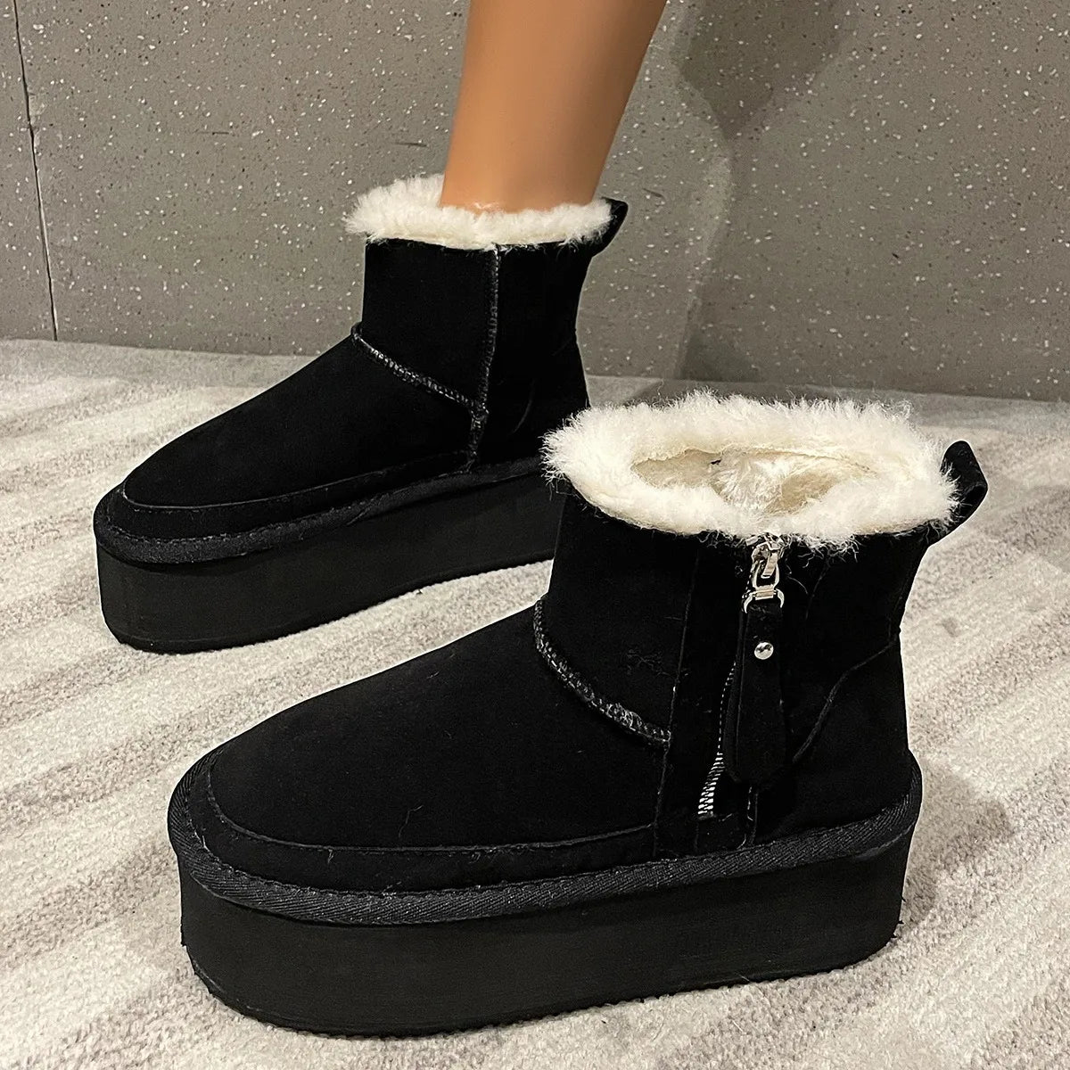 New 2025 Winter Snow Boots Women Platform High Heel Shoes Ladies Ankle Boots Designer Classic Ultra Mini Fur Warm Boot